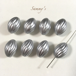 マットシルバー ラインデザインオーバル  アクリルビーズ 10個set