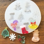 クリスマス！スノーマン・ツリー・靴下・もみの木・ベル…シリコンモールド/ＵＶレジン液・粘土・石膏などに！／型番433ーA
