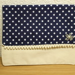 ポケット付きティッシュケース（紺ドット）