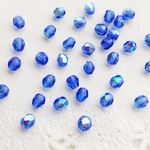 【チェコグラスビーズ】ファイアポリッシュ4mm ダークサファイアAB 50個