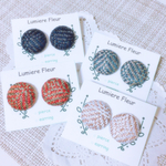 ツイードボタンピアス/イヤリング