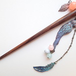 かんざし【Natural stone and parrot】2WAY