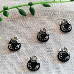 13×11mm　黒猫のお顔チャーム　ブラック10個　C167