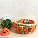 かぼちゃ型🎃小物入れ(中)〜ボタニカル柄〜