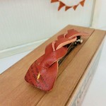 <ご予約品＞三つ編み茶色ヌメ革のバレッタ＊レザーシンプル