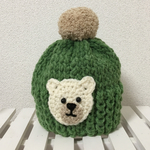baby❤︎白くまニット帽  グリーン
