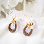 *マーブルドロップ ピアス/イヤリング*-brown-