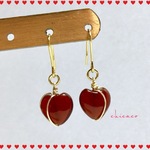 天然石レッドアゲートハート💗ピアス／イヤリング