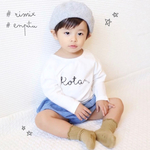 名入れ  手書き風 えんぴつ Tシャツ 秋 冬    オーダー   韓国子供服  長袖
