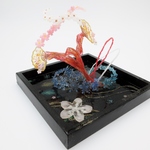 （値下げ中）冬を割いて春桜を呼び込む舞　和風レジン　大型立体アートＵＶレジン作品