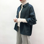 AROARO86様専用になります。お色は茶★en-en ・厚手リネン背フリルシャツ（羽織に）鉄紺