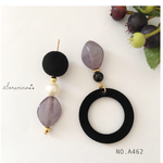 No.A462 お洒落アシメ▸︎▹︎ベルベット×ひし形ビーズ❁︎ ピアス / イヤリング