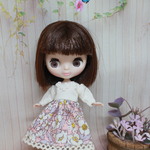 プチブライス用お洋服☆花柄ワンピース①