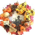 ゴーストハウス・パンプキン・松ぼっくり・にんにく*ハロウィンリース*壁掛け