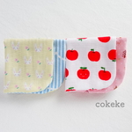 🍎🐰かわいい💕リバーシブル４重ガーゼハンカチ ２枚セット 🐰🍎 21cm No.30 新学期準備