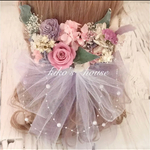 超豪華  全て本物花 ヘッドドレス 髪飾り 紫 ピンク