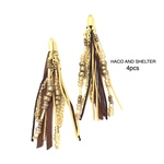 4pcs★bijou tassel・camel brown （アクリル・ガラスミックス ビジュータッセル）