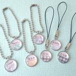 【SALE】お名前キーホルダー（丸型）花柄・ストライプ・チェック☆出産祝いにも