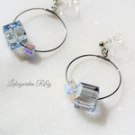 Blue Cube  Earrings 　イヤリング　樹脂イヤリング　樹脂ノンホールピアスR&y109