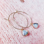 22k, 14kgf -sweet silver druzy- 天然石ドゥルージーのフープピアス