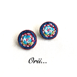 サークル花柄刺繍ピアス