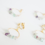 fluorite hoop イヤリング or 樹脂ノンホールピアス(天然石使用)