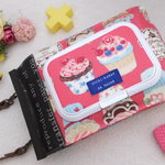 本革持ち手付き縦型ビタットおしりふきポーチ*カップケーキピンク