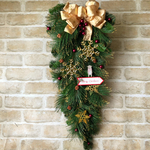 65cm/【送料無料】大人シックなクリスマススワッグ－gold snow－雪の結晶のクリスマスリース