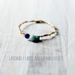  [K14gf] 夏の青色三色 ラリマー＋ラピスラズリ＋ターコイズ  *ゴールドフィルド巻きリング