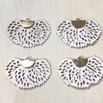 LIGHT BEIGE FLOWER TASSEL FRINGE GOLD CHARM PARTS