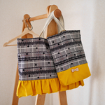 グレンチェックxレースxドットのレッスンバッグ&うわばき入れ フリル