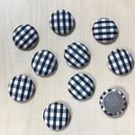 FABRIC BLACK WHITE CHECK ROUND CABOCHONS PARTS