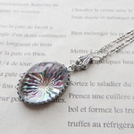 Vintage Sunburst  Glass Cabochon　silver×purple 25×18㍉
