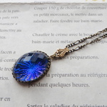 Vintage Sunburst  Glass Cabochon　purple×Blue 25×18㍉
