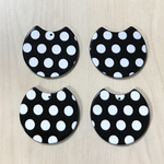 BLACK WHITE DOT FLAT MOON CHARM 