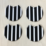 BLACK WHITE BORDER STRIPE FLAT MOON CHARM 