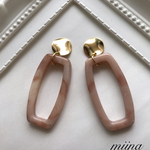 再販3✴︎ピンクマーブルスクエアピアス/イヤリング