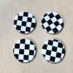 BLACK WHITE CHECK CIRCLE CHARM 