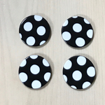 BLACK WHITE DOT CIRCLE CABOCHONs PARTS