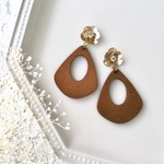 ［2way］flower× wood hoop 耳飾り