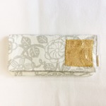 お札いれ  のばな柄のリネンに ゴールド