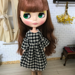 【送料無料】リカちゃん、ブライス ギンガムチェックワンピース