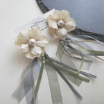 flower*blue ribbon ピアス/イヤリング