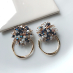 〜beige blue beads× ring〜