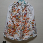 (送料無料) 着物リメイク ホワイト系 華麗 ギャザースカート