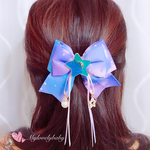 【注文制作】星空 可愛い リボン バレッタ ヘアアクセサリー  ラベンダー