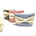 《新作》 love  ribbon  ポーチ    サックスブルー