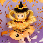 ハロウィンドレス&魔女帽子カチューシャセット・オレンジ