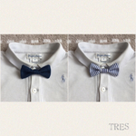 【TRES】2Way ミニリボン&蝶ネクタイ  デニム&ブルーストライプ