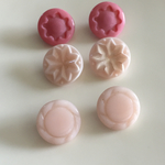 3066 チェコ ヴィンテージ ガラスボタン 18mm×6個  ピンク